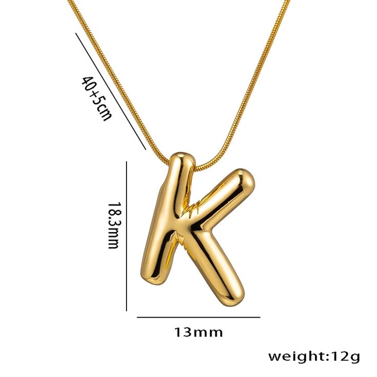 Gold-Plated Initial "K" Pendant Necklace