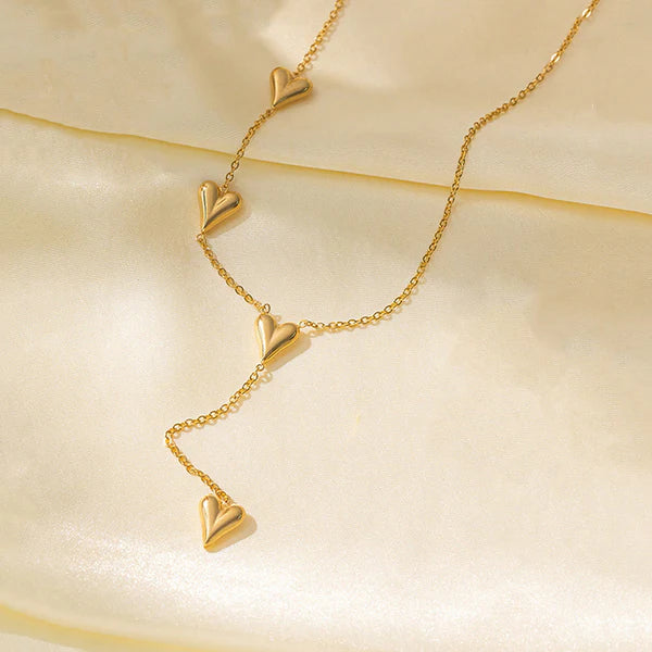 Stylish Gold Plated Multi-Heart Necklace for Women