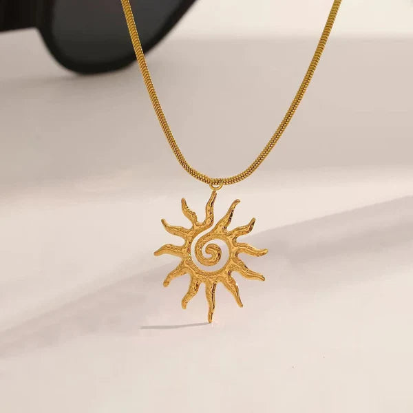 Radiant Sun Design Gold Plated Anti-Tarnish Necklace