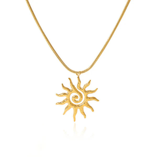 Radiant Sun Design Gold Plated Anti-Tarnish Necklace