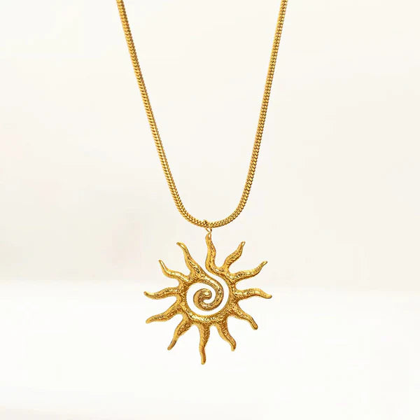 Radiant Sun Design Gold Plated Anti-Tarnish Necklace