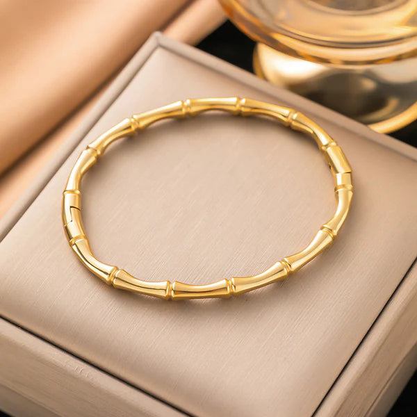 Elegant Bamboo Design Gold Plated Anti-Tarnish Bracelet