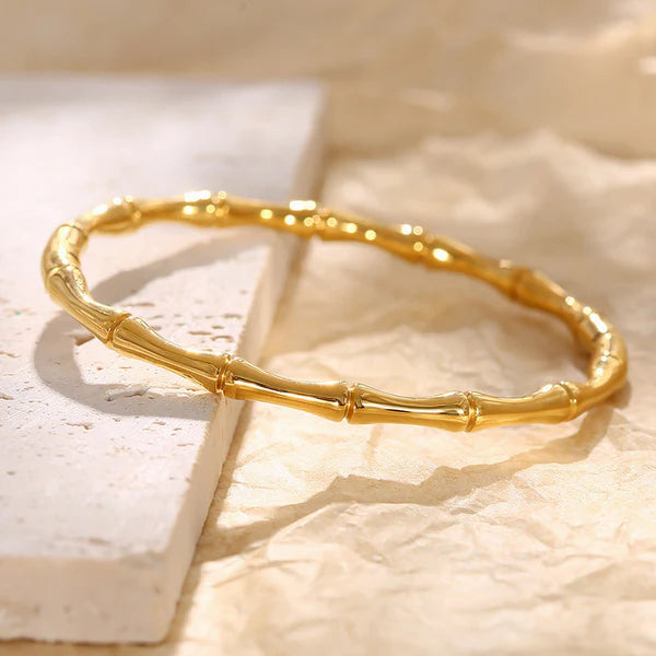Elegant Bamboo Design Gold Plated Anti-Tarnish Bracelet