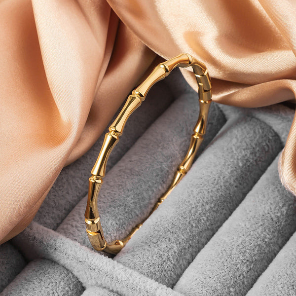 Elegant Bamboo Design Gold Plated Anti-Tarnish Bracelet