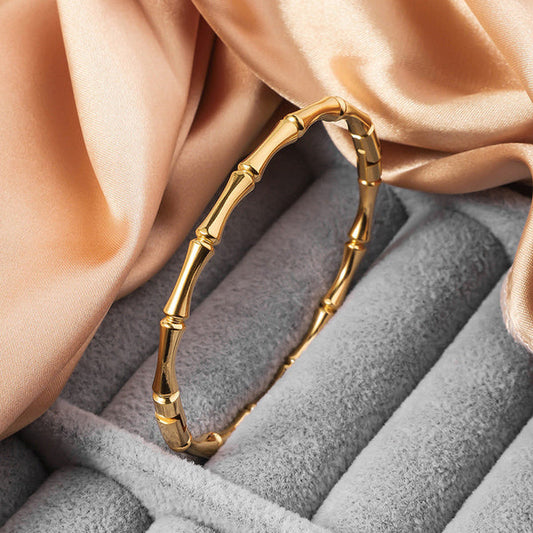 Elegant Bamboo Design Gold Plated Anti-Tarnish Bracelet