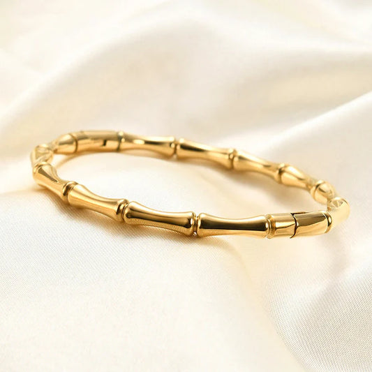 Elegant Bamboo Design Gold Plated Anti-Tarnish Bracelet